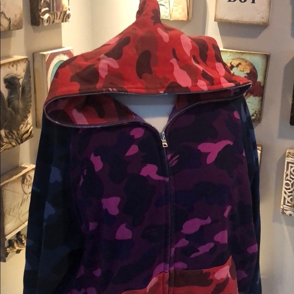 Bape colourful camo hoodie size L preowned - Picture 4 of 7